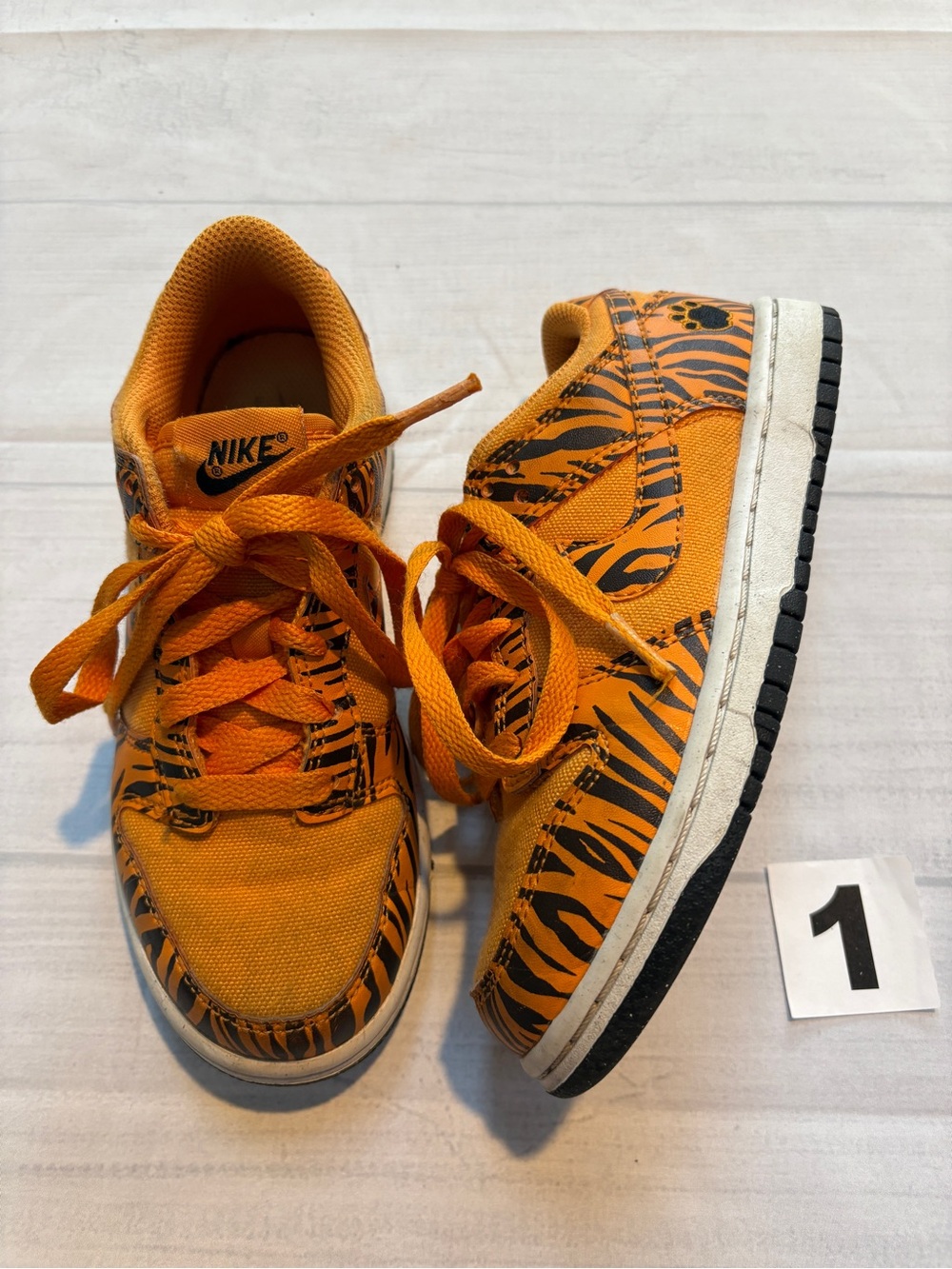 Nike Kids Orange Tiger-Print Low Top Sneakers